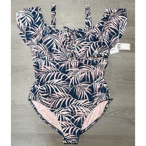 Raisins Curve Cubana One Piece Bathing Suit Women 18W Off The Shoulder Pink Blue